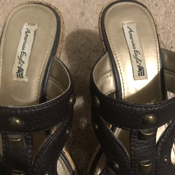 American Eagle Chocolate Brown Studded Cork Heels - Picture 5 of 12